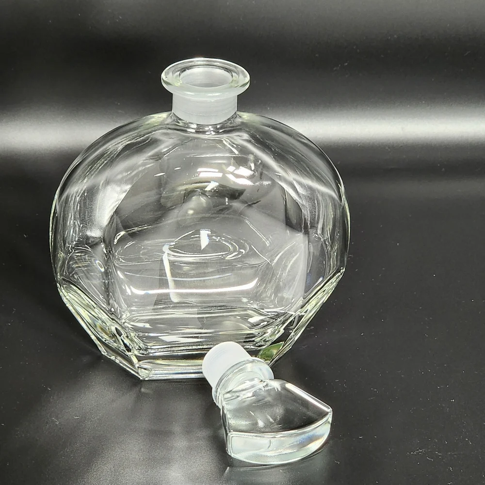 Vintage Italian Fine Clear Glass Bottle Carafe‎ Decanter With Stopper